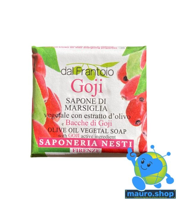 Saponeria Nesti Firenze – Dal frantoio goji sapone di marsiglia vegetale con estratto d’olivo e bacche di goji 100 g.
