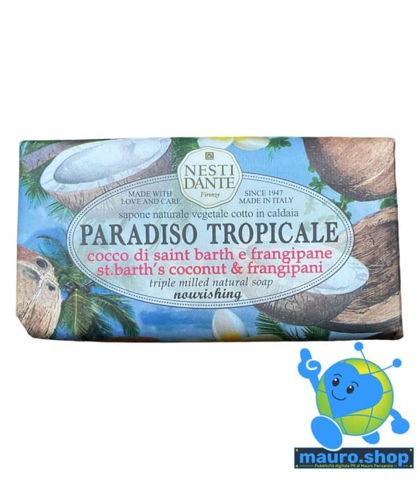 Nesti Dante – Paradiso tropicale sapone naturale vegetale cotto in caldaia cocco di saint barth e frangipane nutriente 250 g